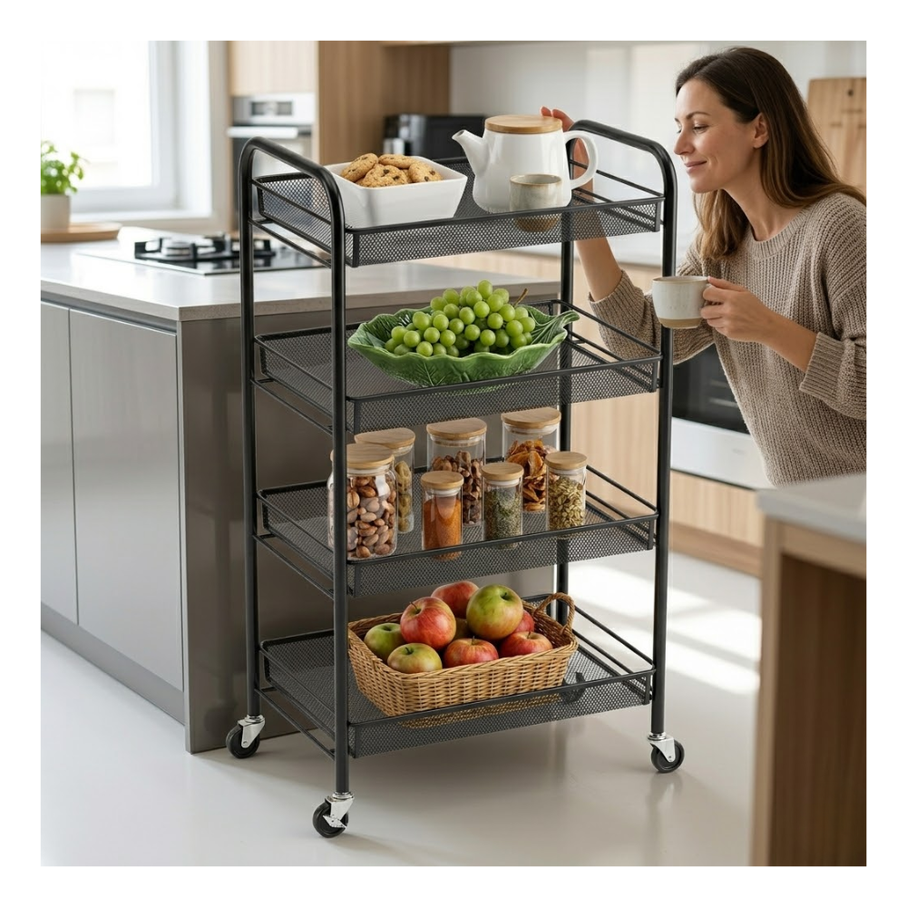 Carrito Organizador Multiusos 4 Niveles Con Ruedas Cocina Baño