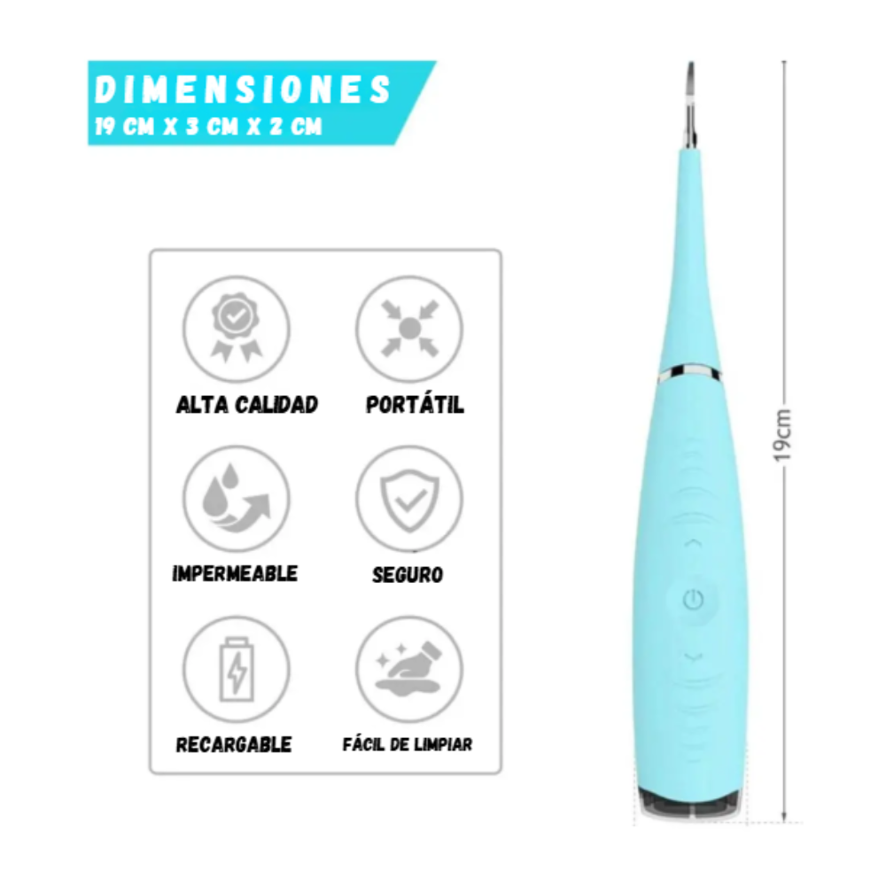 Cepillo Limpiador y Removedor Sarro Dental Ultrasónico Recargable