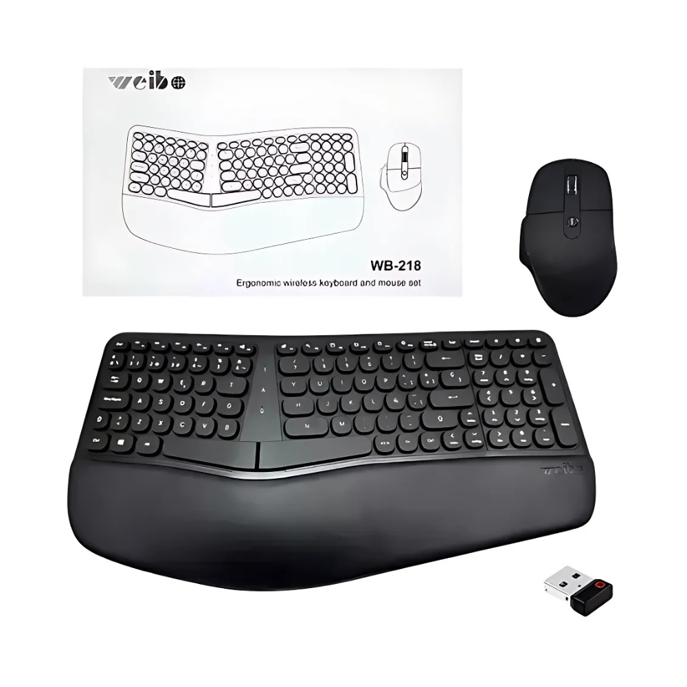 Combo Teclado y Mouse Ergonomico Inalambrico 218
