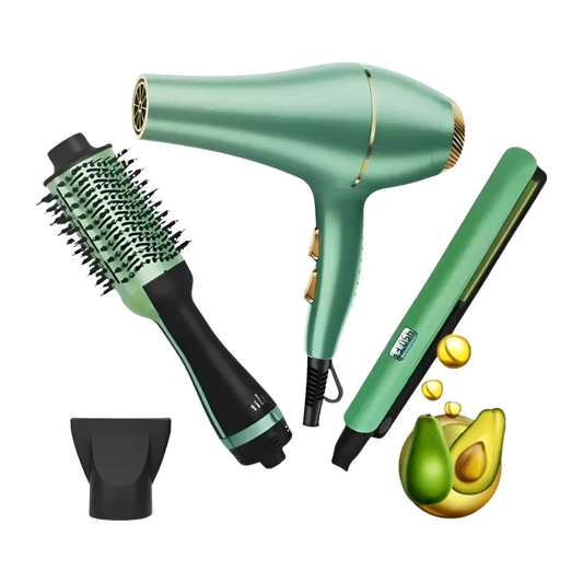 Combo 3 en 1 Avocado Cepillo Secador + Plancha + Secador Pro Nova 3D