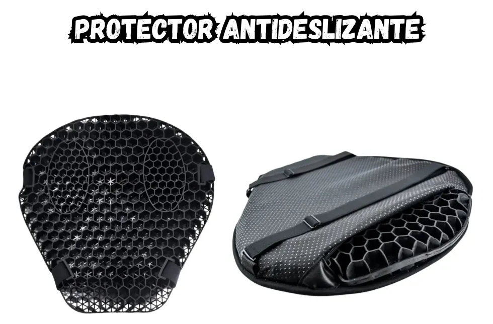 Cojin Tipo Canal De Silicona Con Protector Antideslizante Para Moto