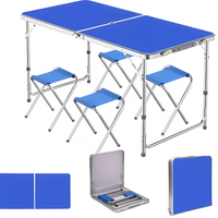 Mesa Plegable Tipo Portafolio Con 4 Sillas Aluminio 1.20m