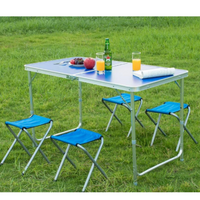 Mesa Plegable Tipo Portafolio Con 4 Sillas Aluminio 1.20m