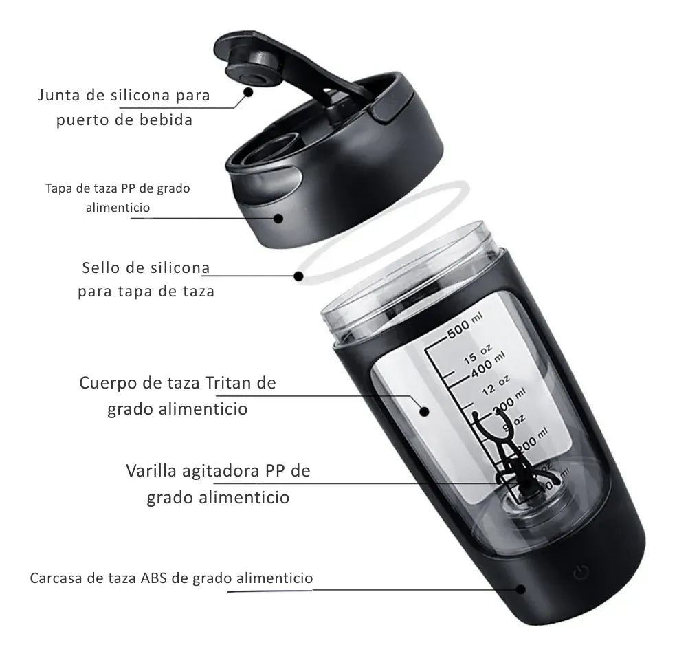 Mezclador Eléctrico De Proteínas Botella Batidora Recargable