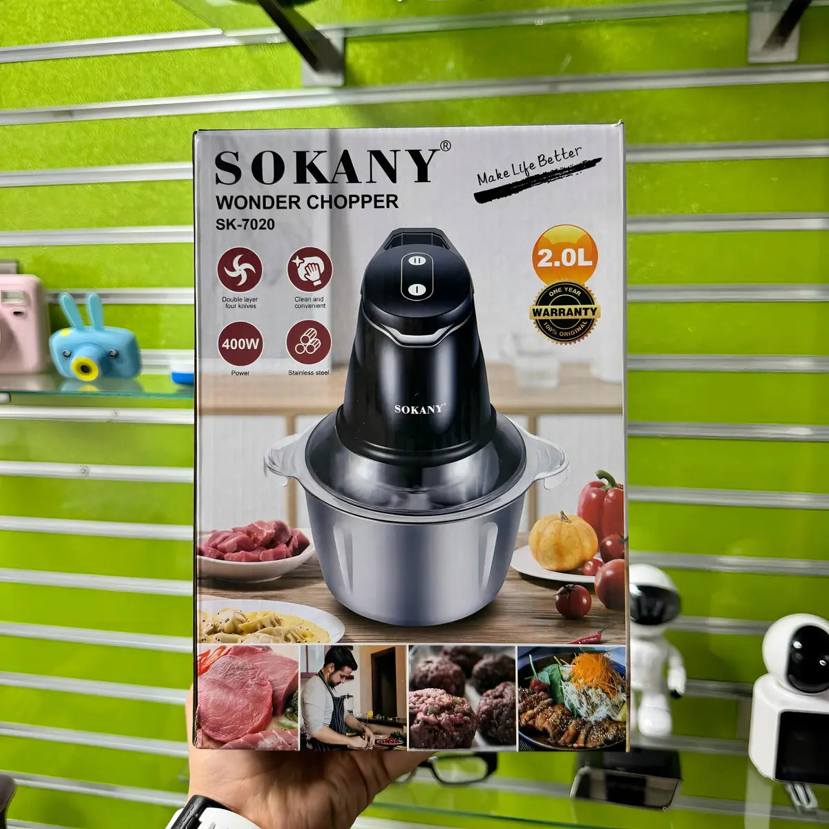 Procesador De Alimentos Picadora Eléctrica 400W 2.0L Sokany