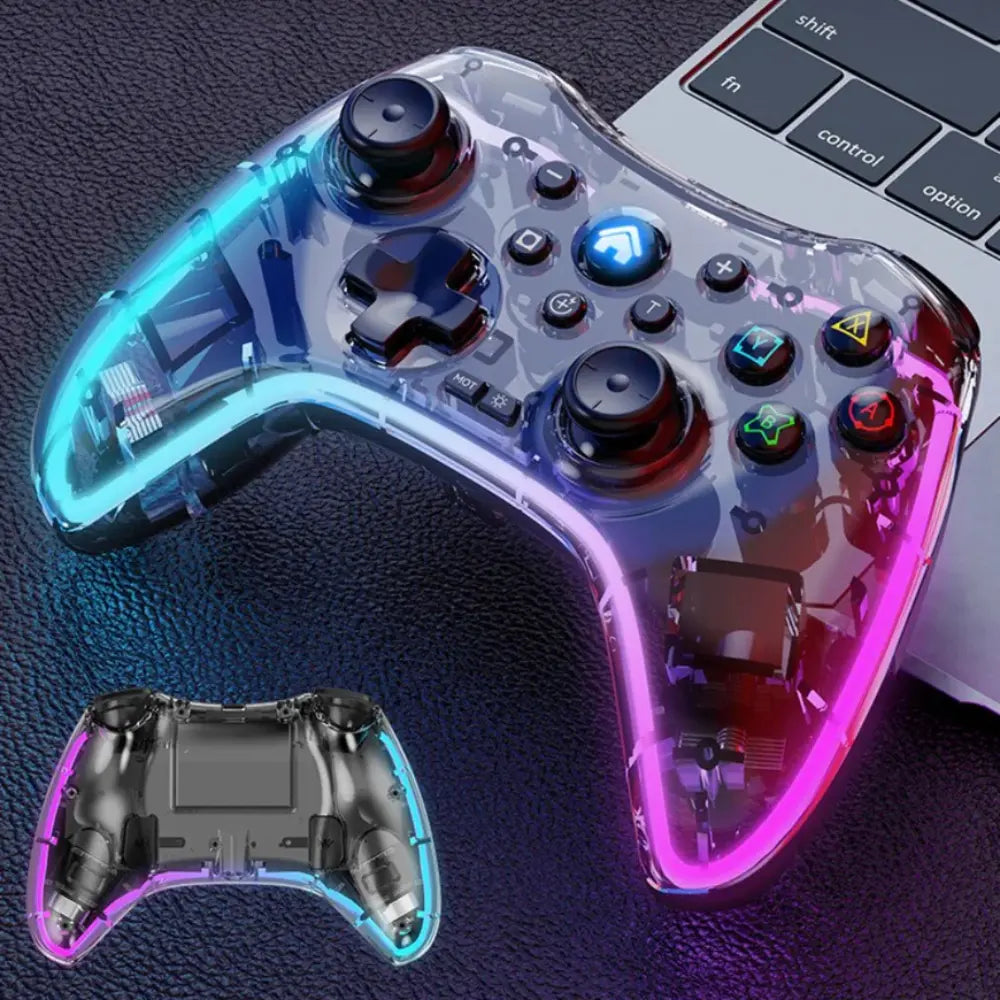 Control Inalambrico Gamepad Transparente Rgb Joystick Bsp-s3