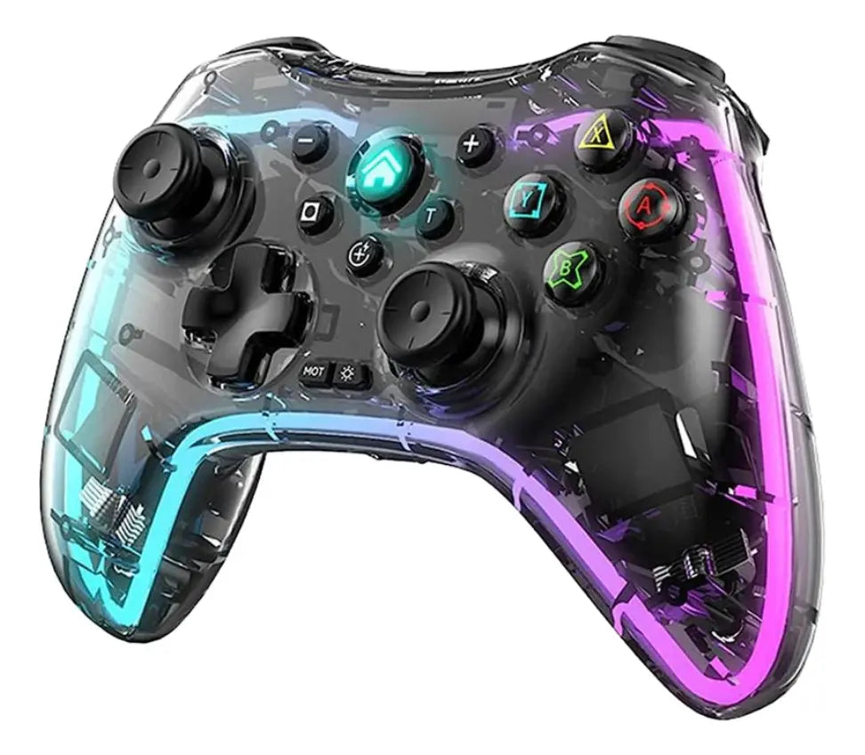 Control Inalambrico Gamepad Transparente Rgb Joystick Bsp-s3