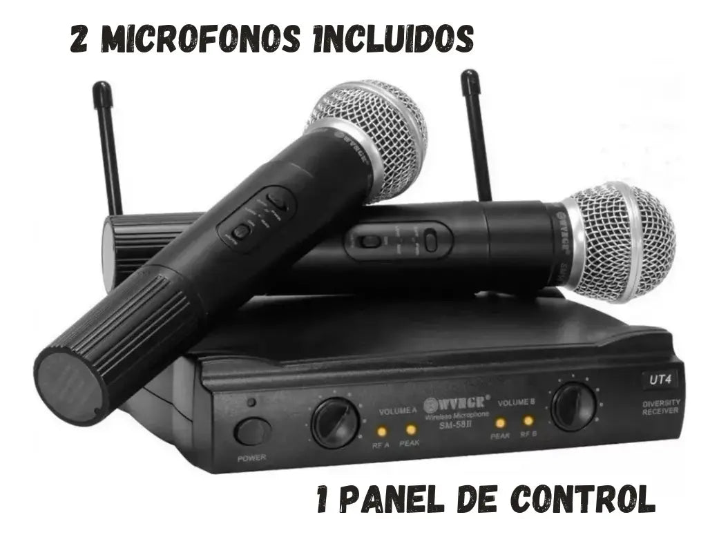 Kit Microfonos Inalambricos Wvngr Sm-58 Receptor Uhf Karaoke