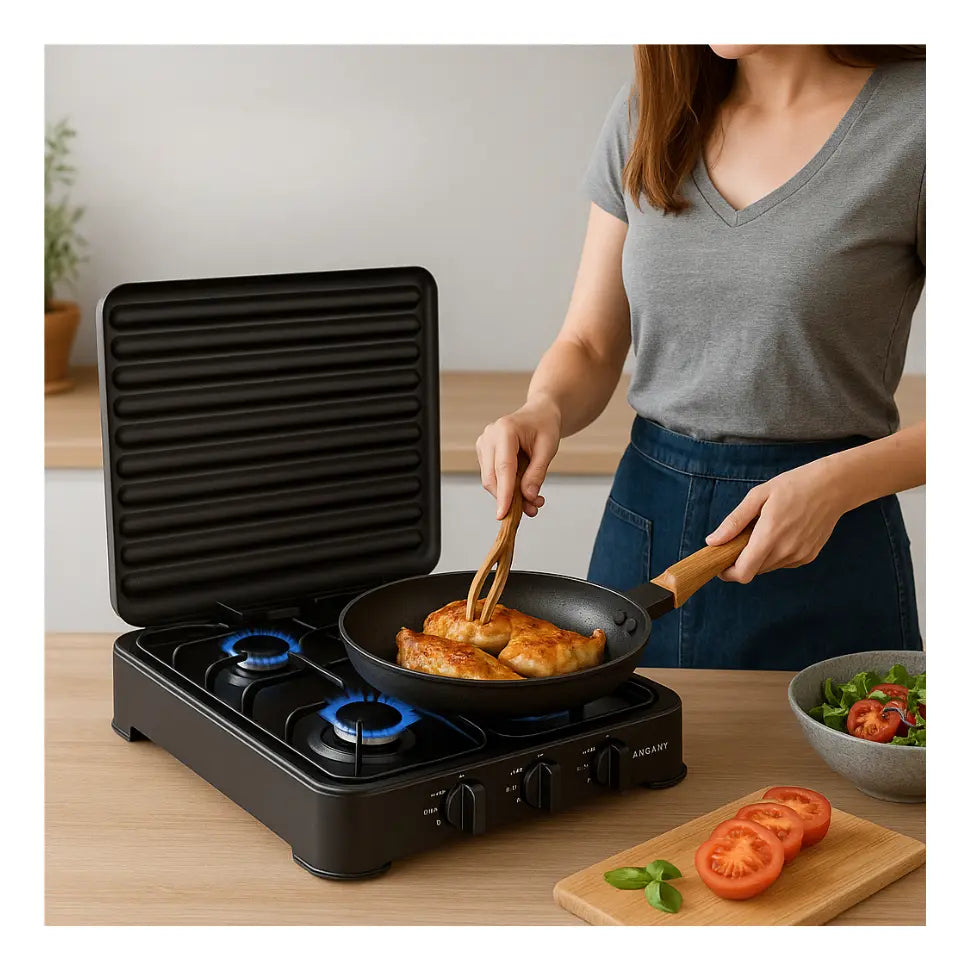 Estufa A Gas 4 Puestos Portatil Con Tapa Sokany 8,8KW