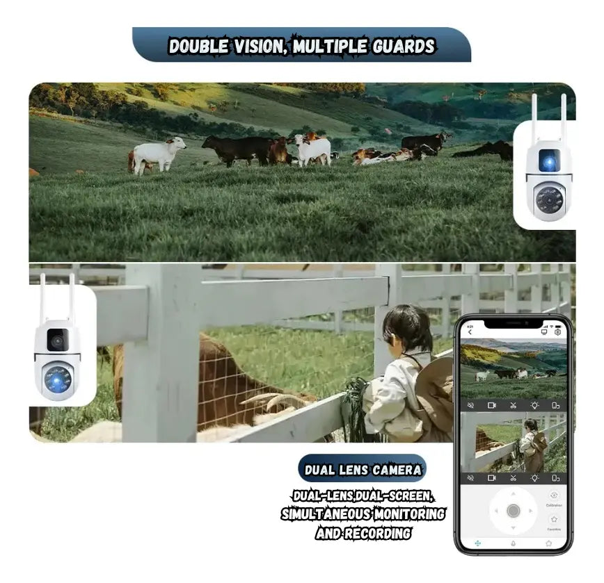 Camara De Seguridad Ip Doble Lente Impermeable Wifi V380