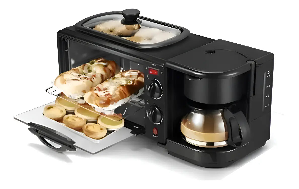 Horno Eléctrico Tostador Sokany Cafetera Parrilla 3 En 1