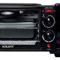 Horno Eléctrico Tostador Sokany Cafetera Parrilla 3 En 1