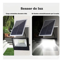 Reflector Solar Jortan 600w Ip66 Recargable Exterior Control Negro Blanco Frío
