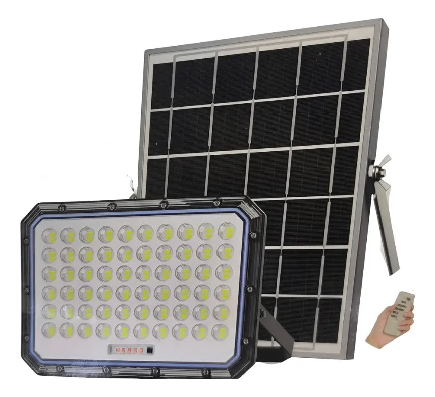 Reflector Solar Jortan 1000w Led Exterior Control Remoto 12v Gris Oscuro Blanco Frío