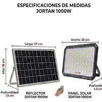 Reflector Solar Jortan 1000w Led Exterior Control Remoto 12v Gris Oscuro Blanco Frío