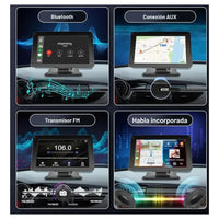 Carplay Tactil Carro Moto 7 Fullhd Bluetooth Camara Reversa Negro