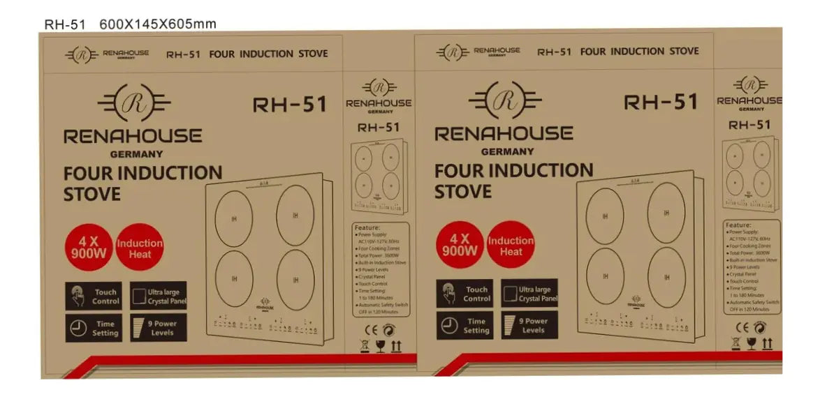 Estufa De Inducción 3600w Renahouse Germany 4 Puestos