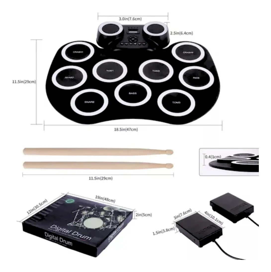 Batería Electrónica Musical Bluetooth Recargable Con Pedales