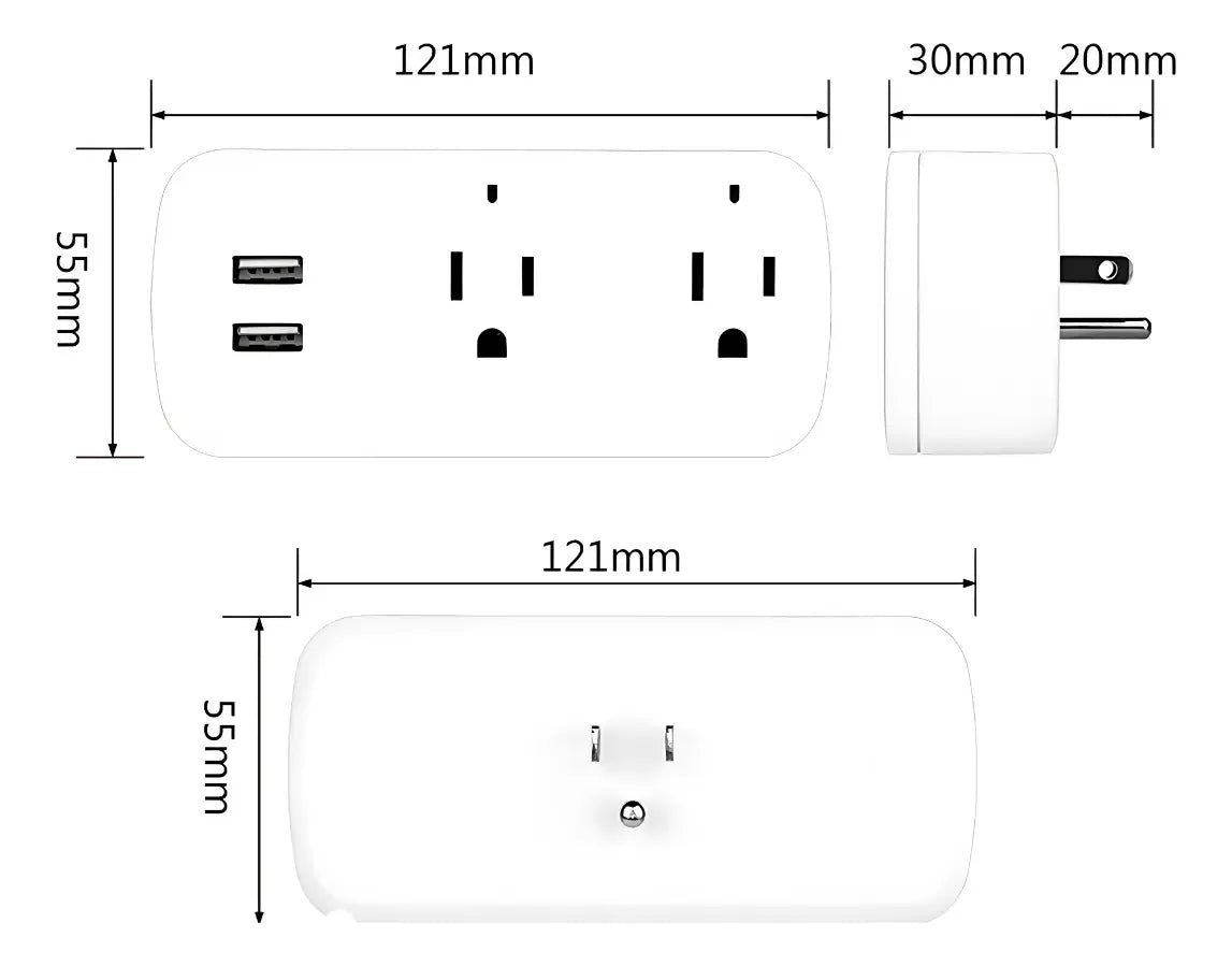 Tomacorriente Inteligente Enchufe Doble Alexa Google 2 Usb
