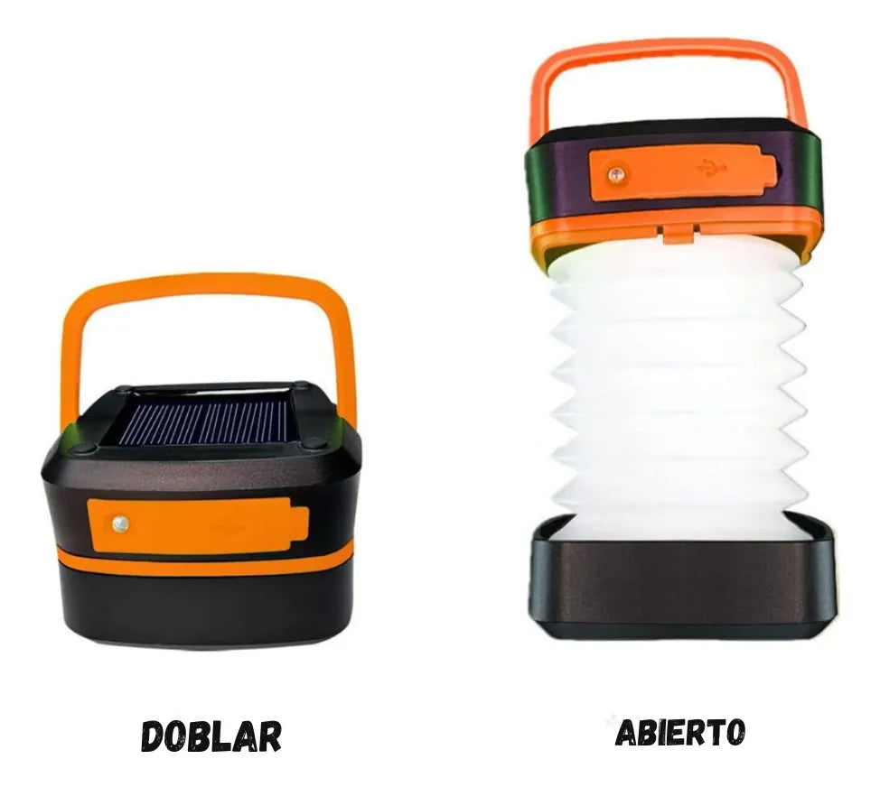 Linterna Led Solar Plegable Portatil Para Camping 3 Tonos De Luz