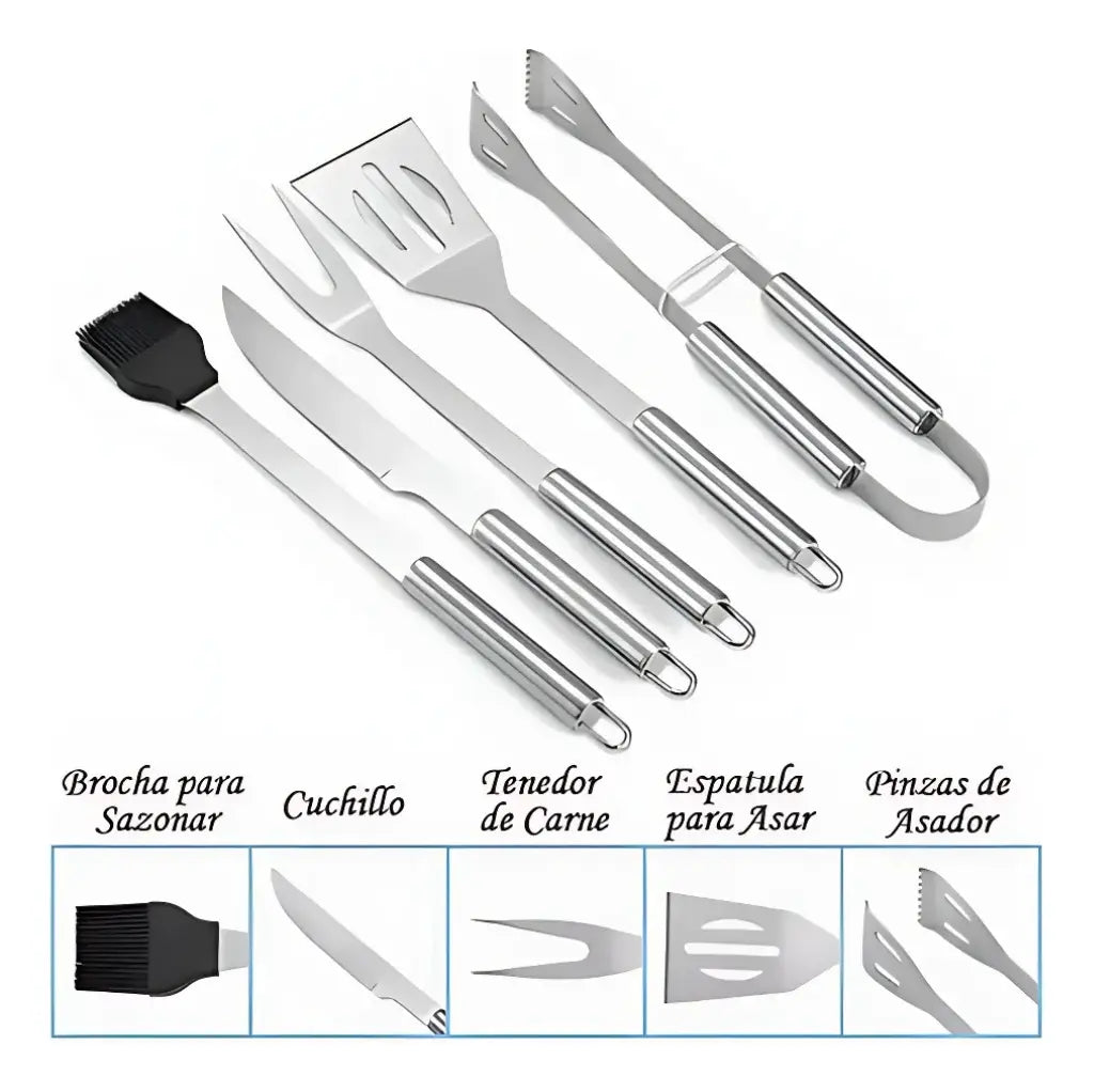 "Juego De Barbacoa Utensilios De Parrilla Inoxidable De 15pzs "