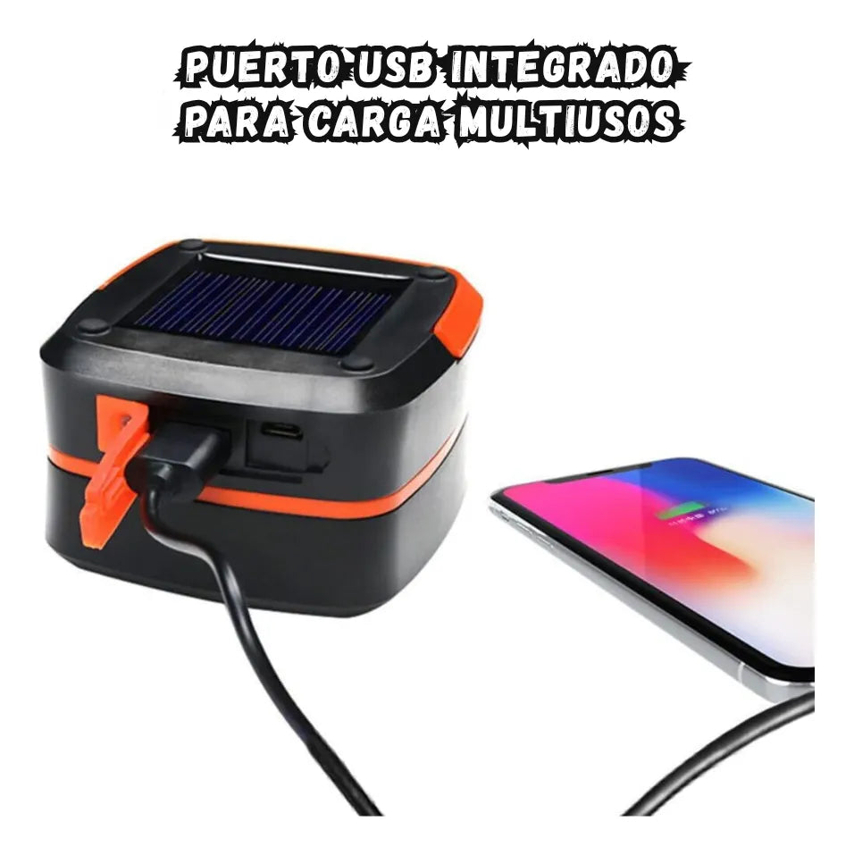Linterna Led Solar Plegable Portatil Para Camping 3 Tonos De Luz
