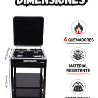 Estufa a  gas 4 puestos Sokany potente 8KW con base estable multifuncional
