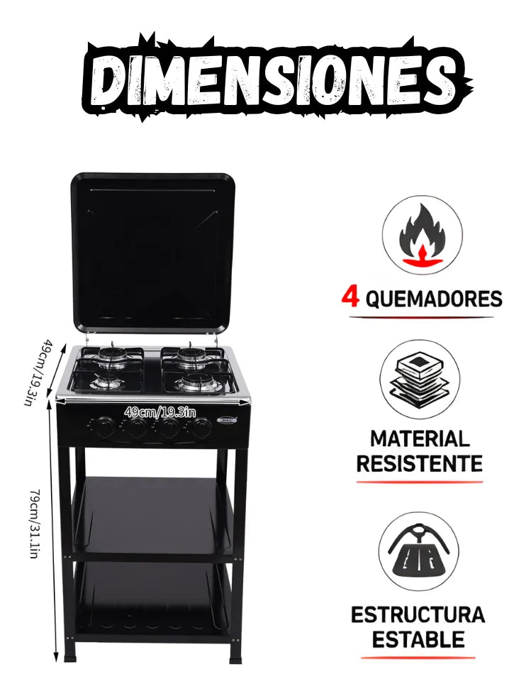 Estufa a  gas 4 puestos Sokany potente 8KW con base estable multifuncional