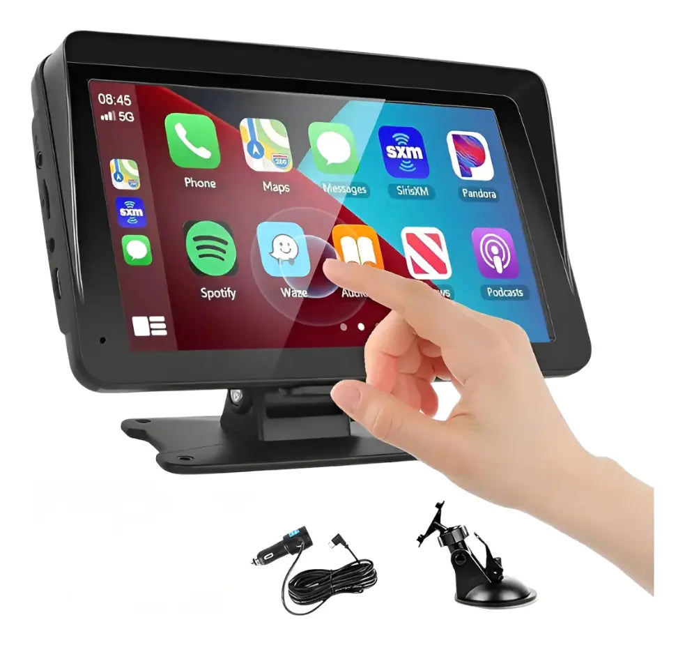 Carplay Tactil Carro Moto 7 Fullhd Bluetooth Camara Reversa Negro