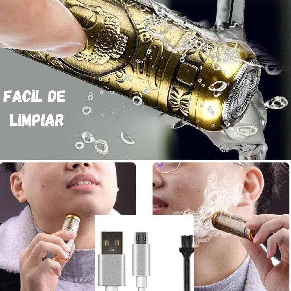 Mini Afeitadora Eléctrica T8 Recargable USB Tipo Shaver Dorada