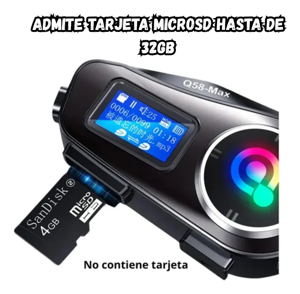 Intercomunicador Q58-max Bluetooth Casco Moto Fm Música 25hr