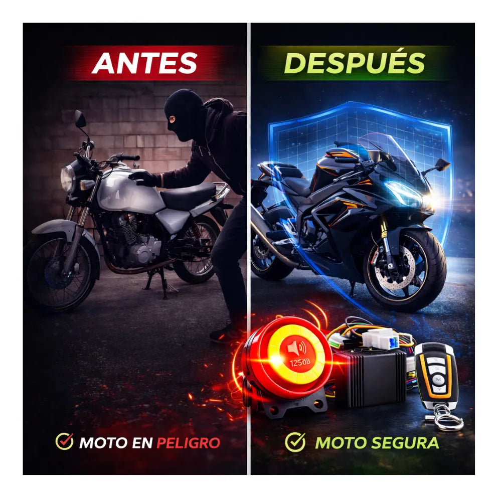 Kit Alarma Para Moto Sirena 125 Db Con 2 Controles Remotos
