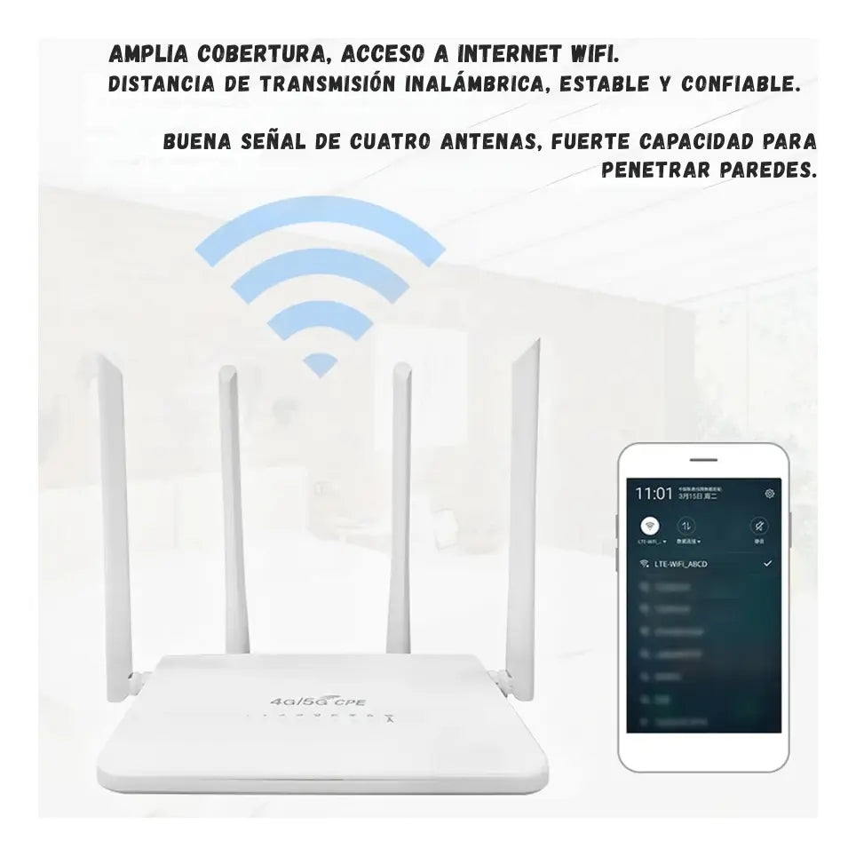 Módem Router 4g Lte R103 Repetidor Tarjeta Sim 4 Antenass