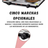 Estufa Sokany Eléctrica Doble Hornilla Portátil 2000W para Cocina Práctica