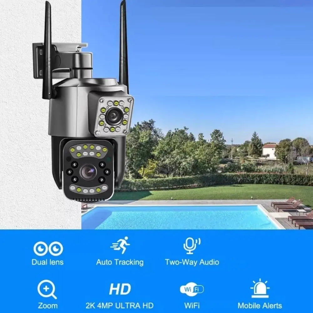 Cámara Ip Exterior Doble Lente Wifi Vision Nocturna 360 V380