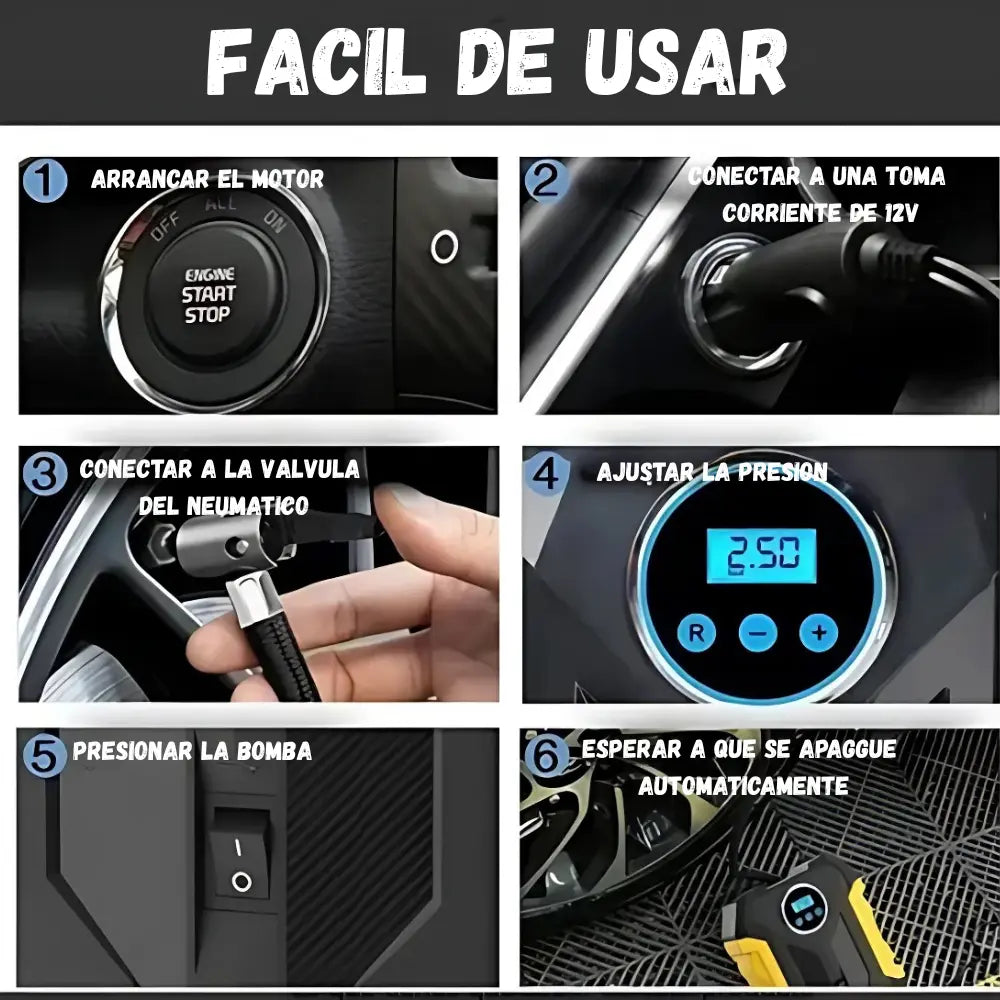 Compresor Portátil Multiusos Para Neumáticos Bomba Aire 12V