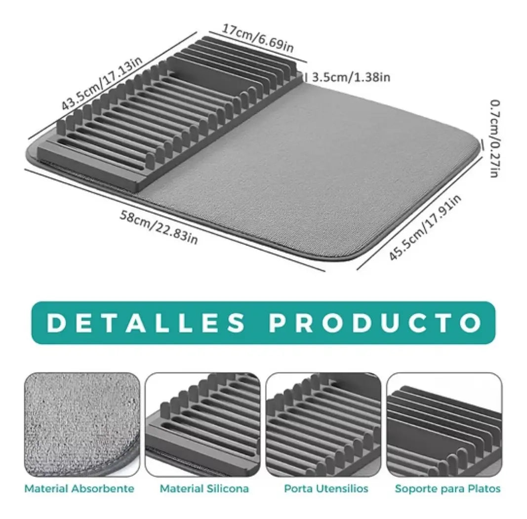 Tapete Escurridor De Loza Absorbente Organizador De Platos
