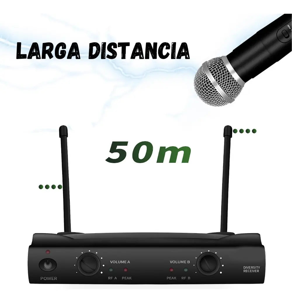 Kit Microfonos Inalambricos Wvngr Sm-58 Receptor Uhf Karaoke