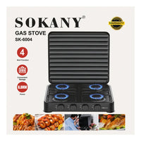 Estufa A Gas 4 Puestos Portatil Con Tapa Sokany 8,8KW