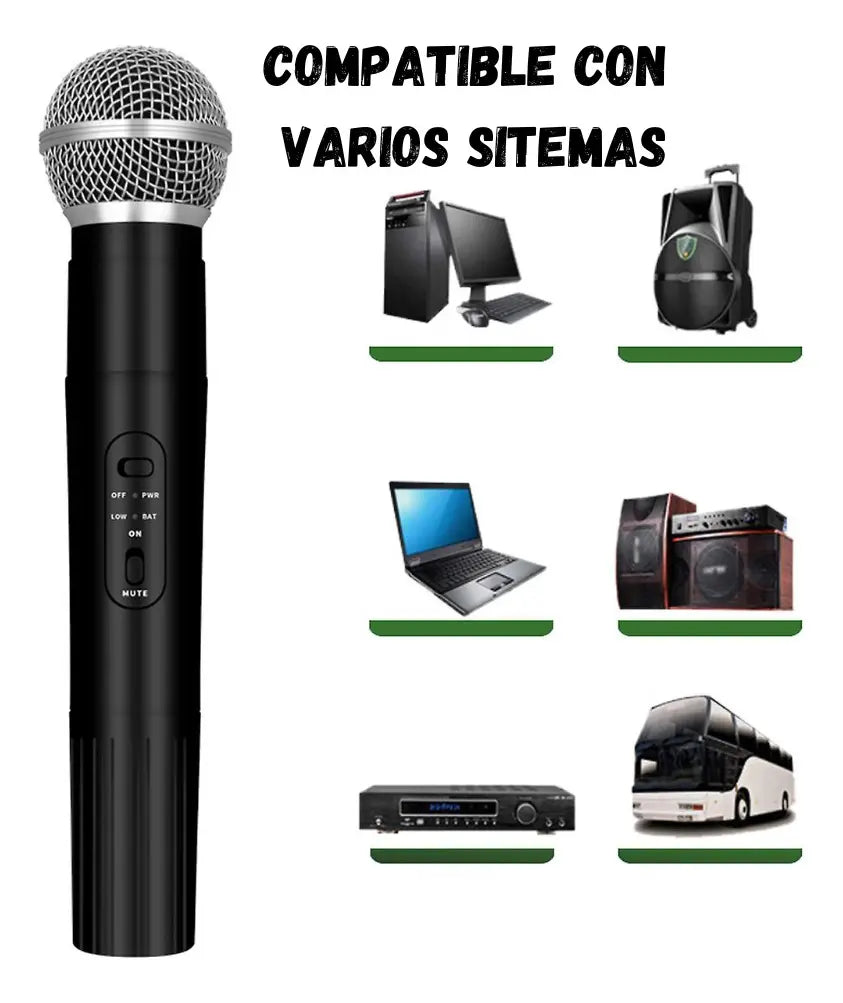 Kit Microfonos Inalambricos Wvngr Sm-58 Receptor Uhf Karaoke
