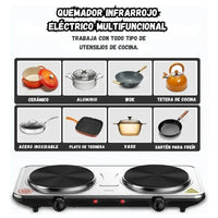 Estufa Sokany Eléctrica Doble Hornilla Portátil 2000W para Cocina Práctica