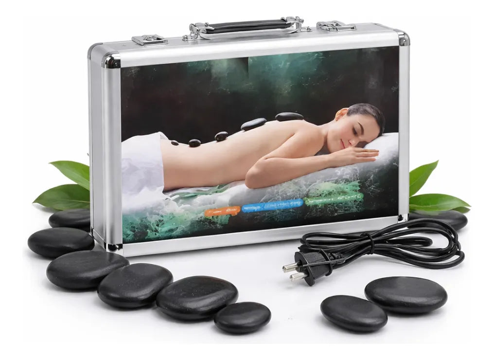 Kit Piedras Volcánicas Para Masaje Spa Profesional Maletin