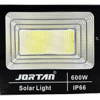 Reflector Solar Jortan 600w Ip66 Recargable Exterior Control Negro Blanco Frío