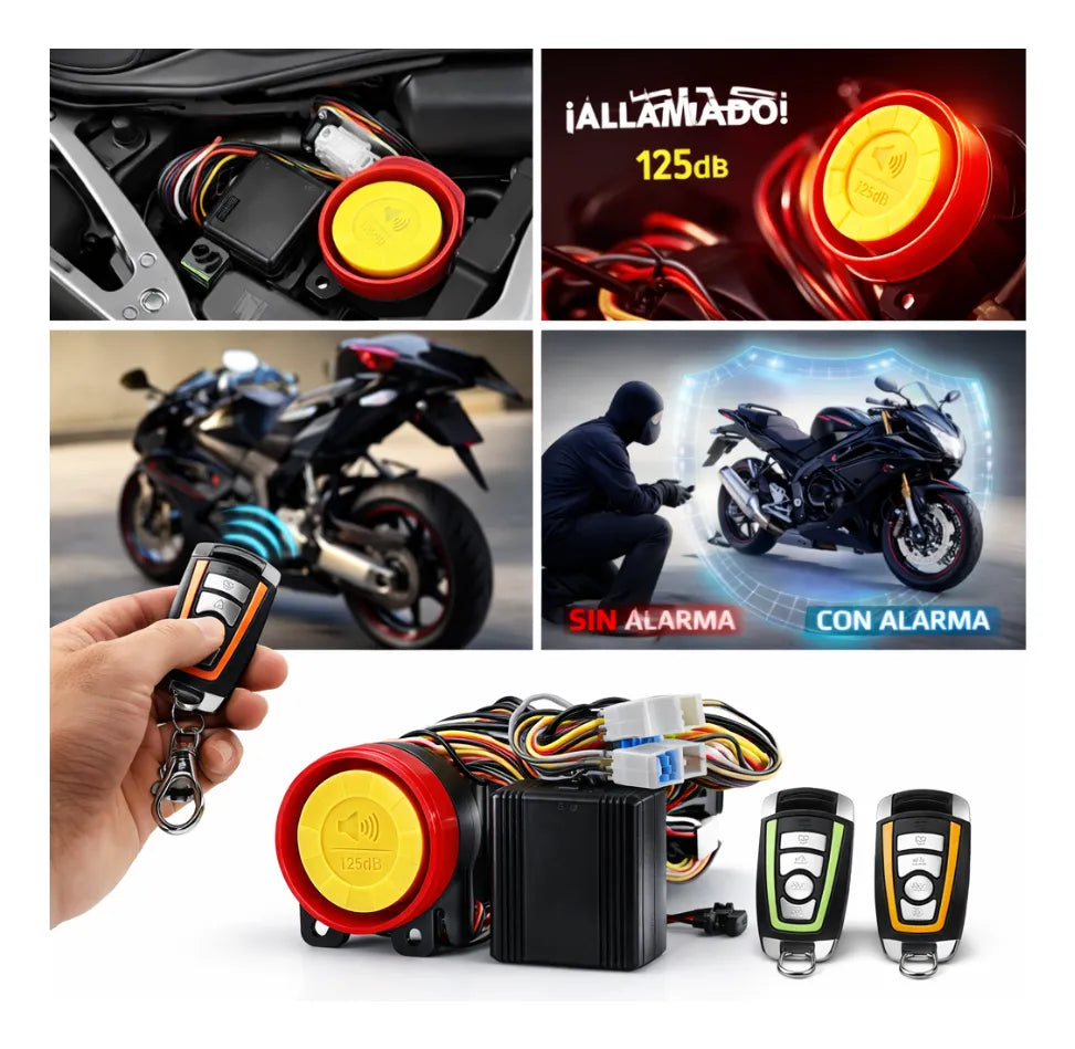 Kit Alarma Para Moto Sirena 125 Db Con 2 Controles Remotos