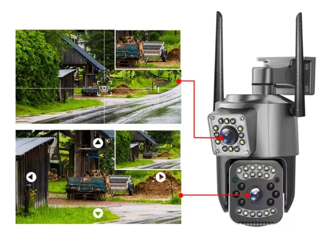 Cámara Ip Exterior Doble Lente Wifi Vision Nocturna 360 V380