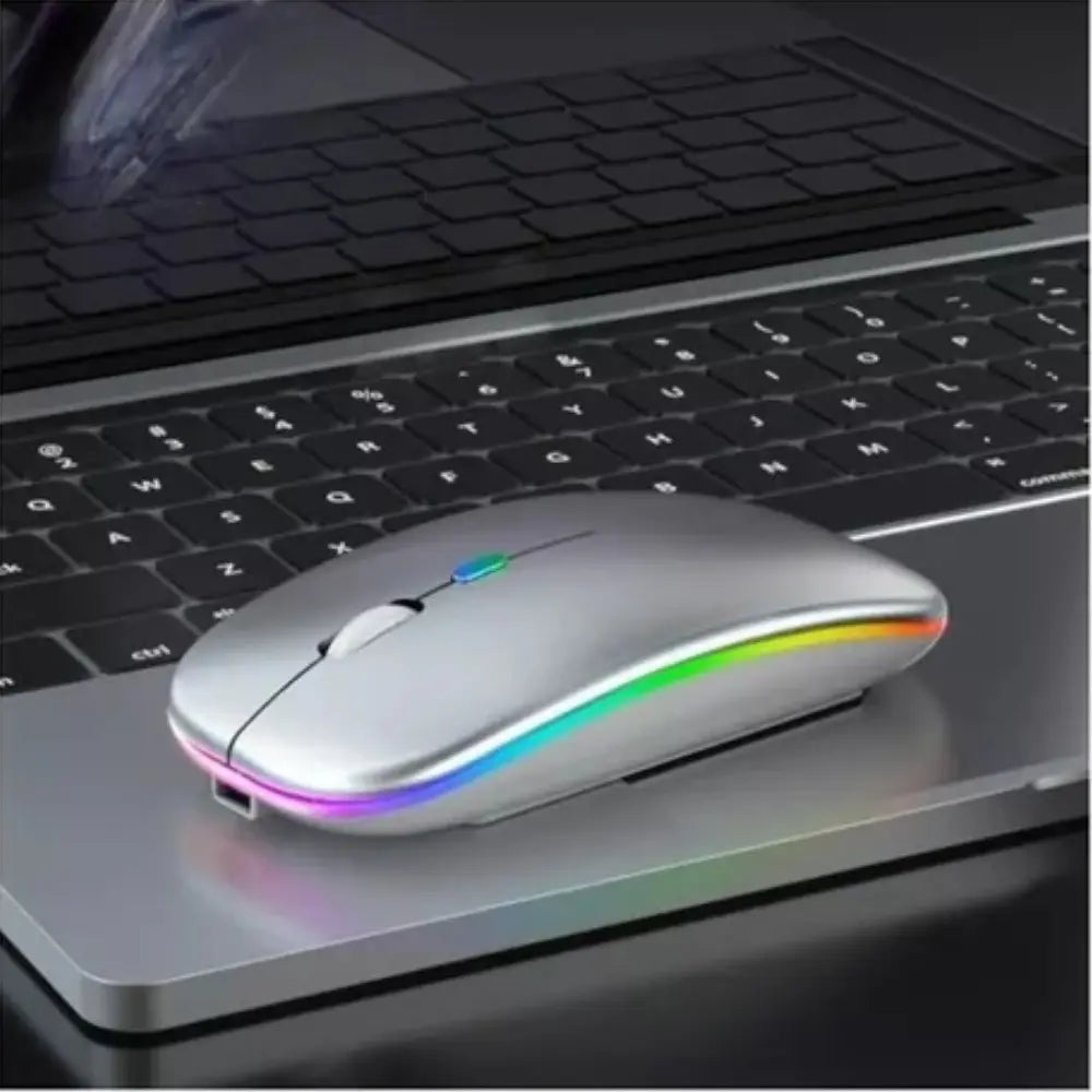 Mouse Raton Inalambrico Rgb Bluetooth Recargable Receptr Usb