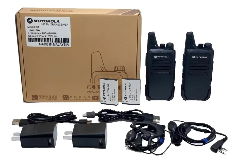 Combo Radios Walkie Talkie C1 Con Manos Libres Recargable Profesional