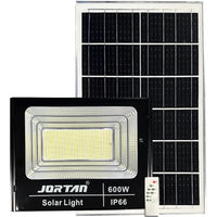 Reflector Solar Jortan 600w Ip66 Recargable Exterior Control Negro Blanco Frío