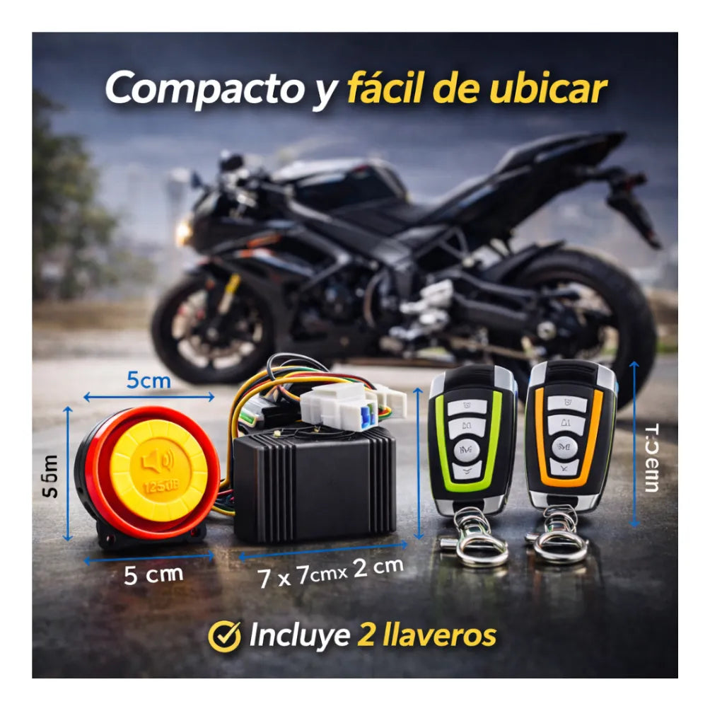 Kit Alarma Para Moto Sirena 125 Db Con 2 Controles Remotos