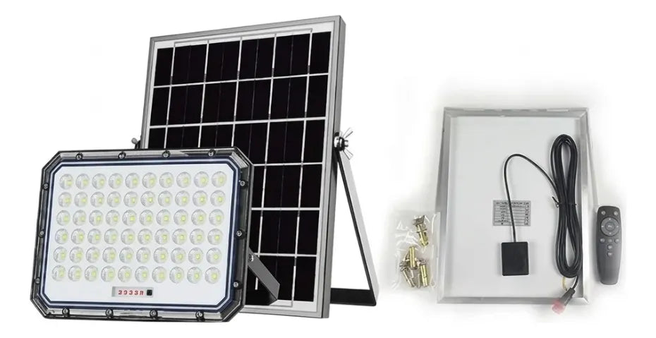 Reflector Solar Jortan 1000w Led Exterior Control Remoto 12v Gris Oscuro Blanco Frío